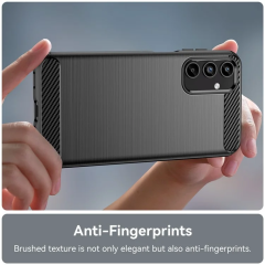 Microcase Samsung A15 5G Brushed Carbon Fiber Silikon Kılıf - Siyah AL3332