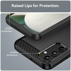 Microcase Samsung A15 5G Brushed Carbon Fiber Silikon Kılıf - Siyah AL3332