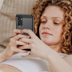 Microcase Samsung A15 5G Brushed Carbon Fiber Silikon Kılıf - Siyah AL3332