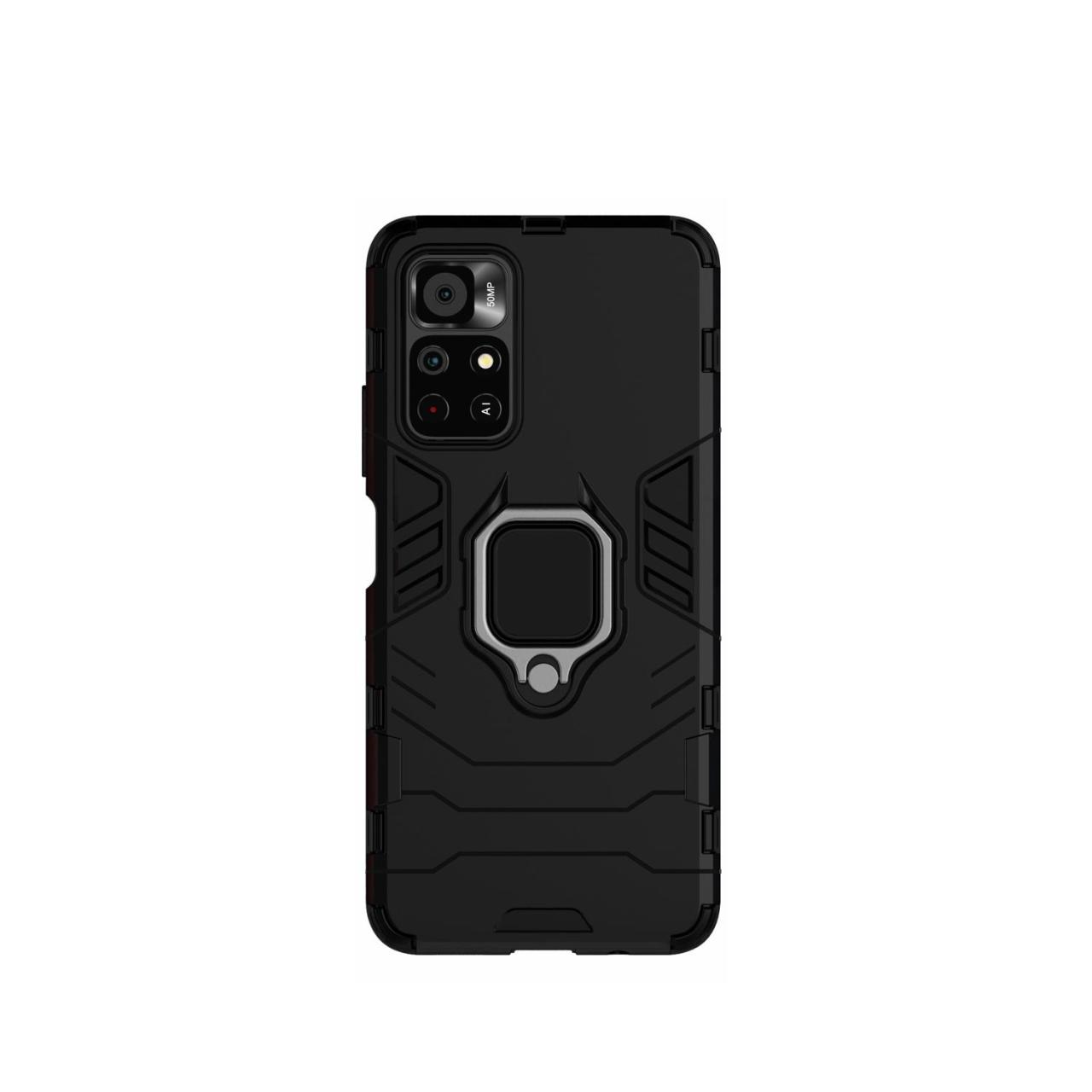 Microcase Xiaomi Redmi Note 11 Batman Yüzüklü Armor Kılıf - Siyah