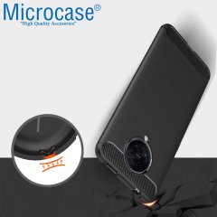 Microcase Samsung Galaxy A21s Brushed Carbon Fiber Silikon TPU Kılıf - Siyah