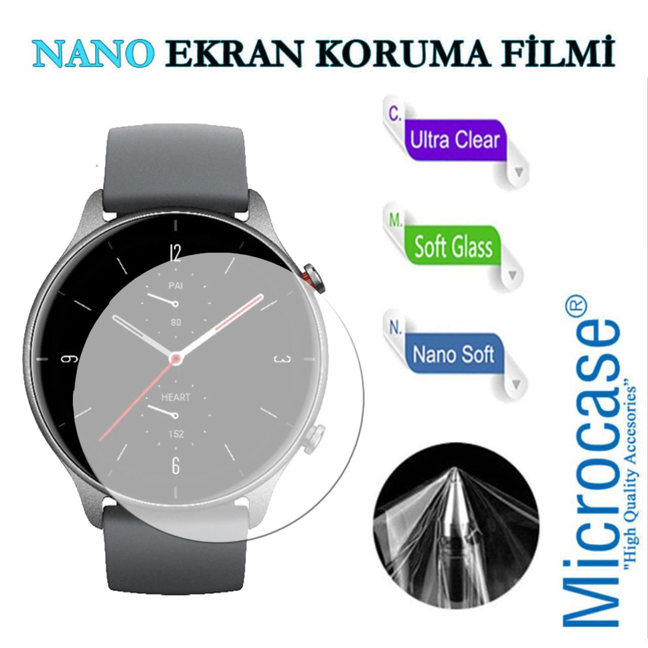 Microcase Amazfit GTR 2e 47mm Nano Esnek Ekran Koruma Filmi
