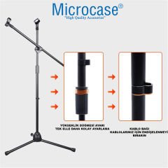 Microcase 4in1 Zemin Tipi 360 Döner Profesyonel Metal Mikrofon Standı AL4534