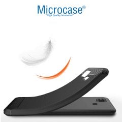 Microcase Samsung Galaxy A21s Brushed Carbon Fiber Silikon TPU Kılıf - Siyah