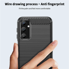 Microcase Samsung A25 5G Brushed Carbon Fiber Silikon Kılıf - Siyah AL3332