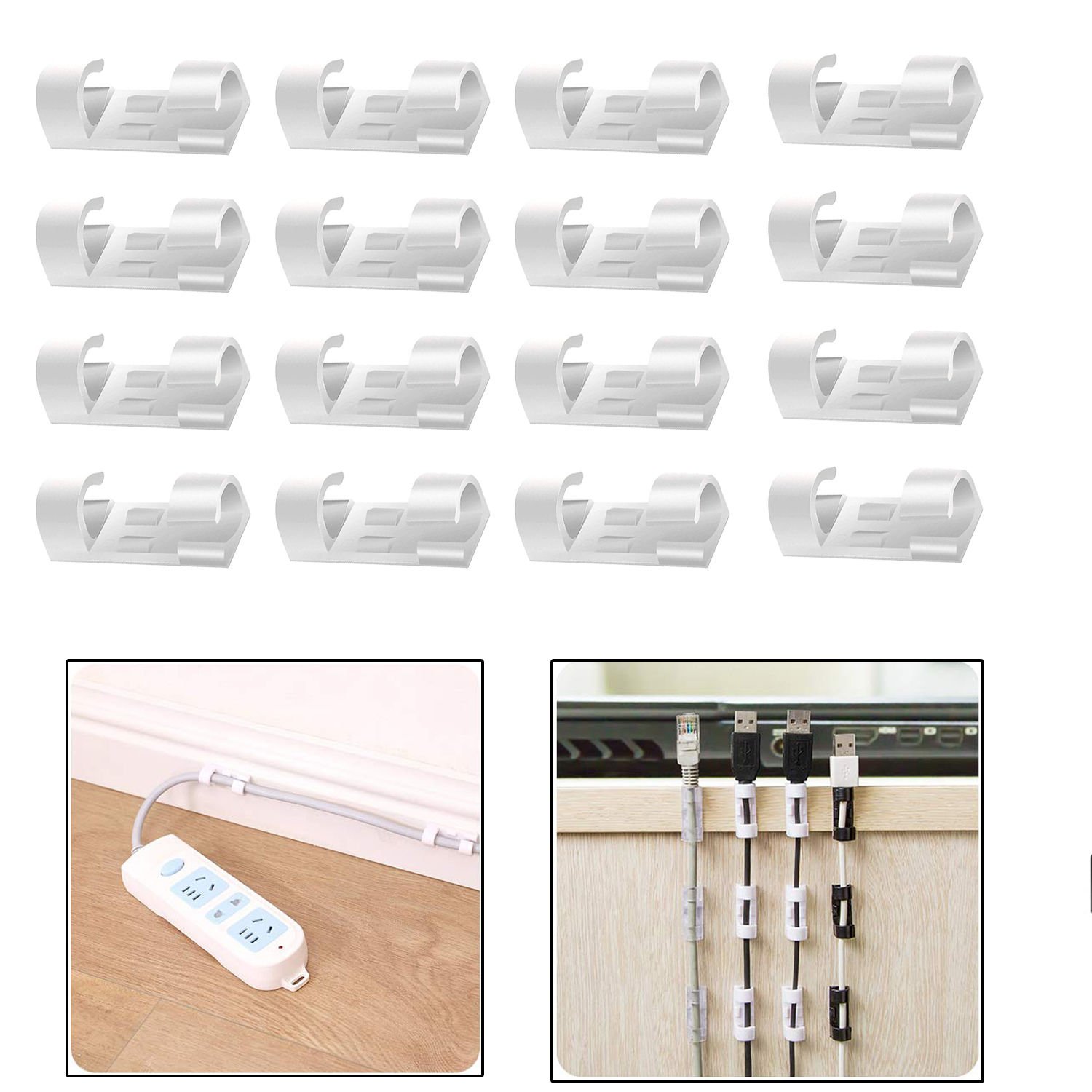 Microcase Yapışkanlı Kablo Sabitleyici Düzenleyici Çok Amaçlı Kablo Toparlayıcı Klips Set - AL4552 16 Adet