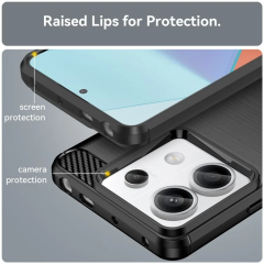 Microcase Poco X6 /Xiaomi Redmi Note 13 PRO 5G Brushed Carbon Fiber Silikon Kılıf - Siyah AL3332