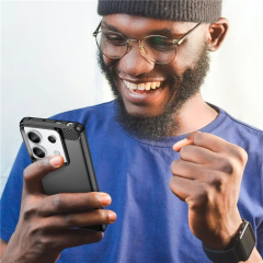 Microcase Poco X6 /Xiaomi Redmi Note 13 PRO 5G Brushed Carbon Fiber Silikon Kılıf - Siyah AL3332