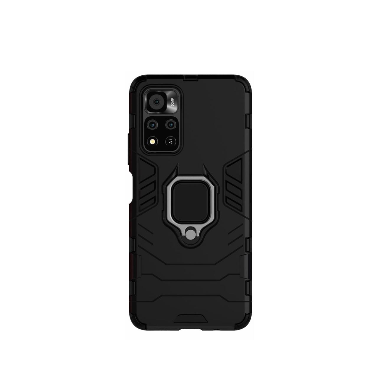 Microcase Xiaomi Redmi Note 11 Pro Batman Yüzüklü Armor Kılıf - Siyah
