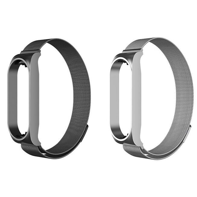 Microcase Xiaomi Mi Band 5-6-7 Uyumlu Metal Kasalı Mıknatıslı Kordon Kayış - KY52 Gümüş