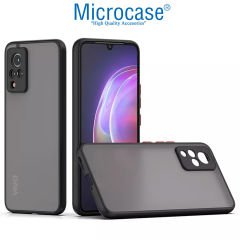 Microcase Vivo V21 London Serisi Darbeye Dayanıklı Kılıf - Buzlu Siyah