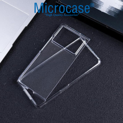 Microcase Tecno Phantom V Fold2 ile Uyumlu Sert Kristal Kapaklı Kılıf Şeffaf- AL3157
