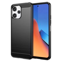 Microcase Poco M6 5G /Xiaomi Redmi 13C 5G Brushed Carbon Fiber Silikon Kılıf - Siyah AL3332