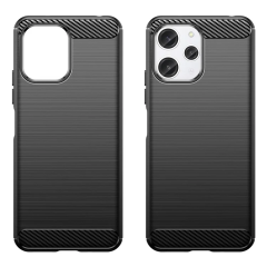 Microcase Poco M6 5G /Xiaomi Redmi 13C 5G Brushed Carbon Fiber Silikon Kılıf - Siyah AL3332