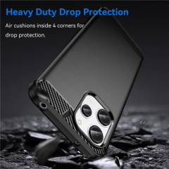 Microcase Poco M6 5G /Xiaomi Redmi 13C 5G Brushed Carbon Fiber Silikon Kılıf - Siyah AL3332