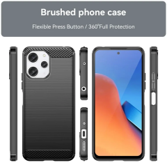 Microcase Poco M6 5G /Xiaomi Redmi 13C 5G Brushed Carbon Fiber Silikon Kılıf - Siyah AL3332