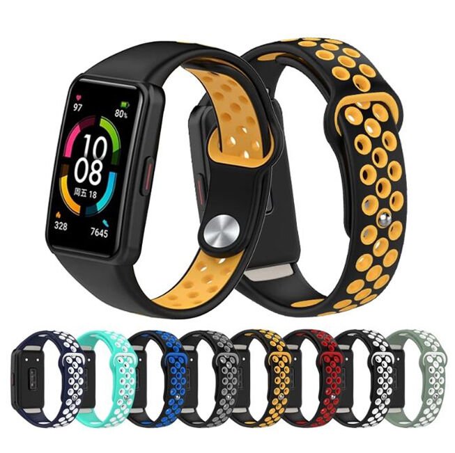 Microcase Huawei Band 6  / Honor Band 6 için Delikli Silikon Kordon Kayış - KY53