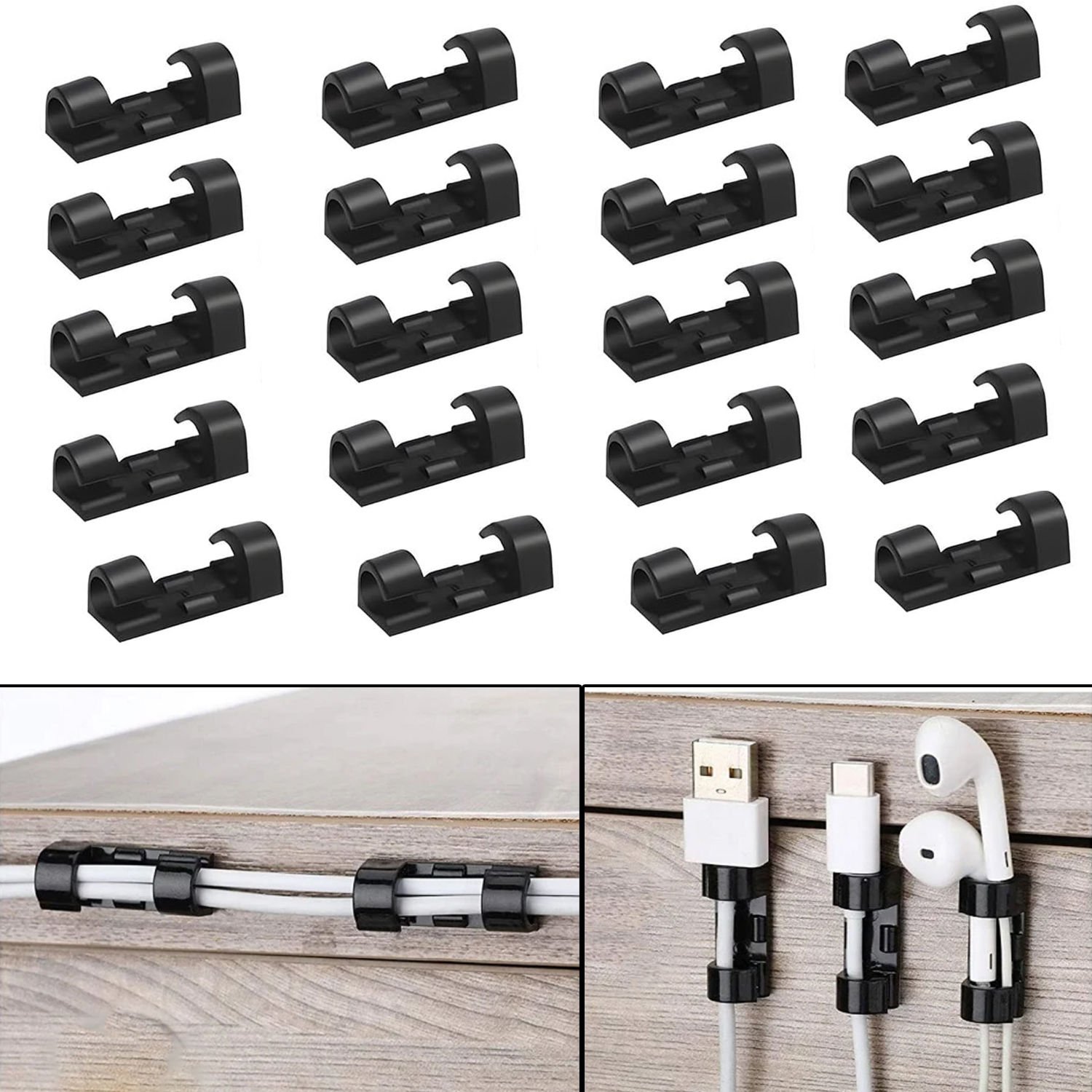 Microcase  Yapışkanlı  Kablo Sabitleyici Düzenleyici Çok Amaçlı Kablo Toparlayıcı Klips Set-AL4551 20 Adet