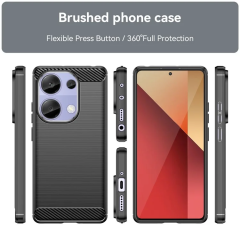 Microcase Poco M6 Pro 4G / Redmi NOTE 13 PRO 4G Brushed Carbon Fiber Silikon Kılıf - Siyah AL3332