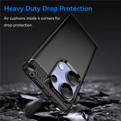 Microcase Poco M6 Pro 4G / Redmi NOTE 13 PRO 4G Brushed Carbon Fiber Silikon Kılıf - Siyah AL3332
