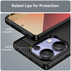 Microcase Poco M6 Pro 4G / Redmi NOTE 13 PRO 4G Brushed Carbon Fiber Silikon Kılıf - Siyah AL3332