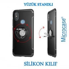 Xiaomi Redmi Note 6 Pro Yüzük Standlı Armor Kılıf + Araç Tutucu