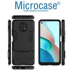 Microcase Xiaomi Redmi Note 9T Alfa Armor Standlı Perfect Koruma Kılıf Siyah