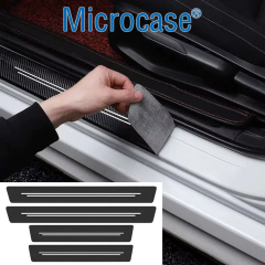 Microcase 4'lü Karbon Fiber Suni Deri Kapı Eşiği Koruma ve Çizik Önleyici Sticker Seti AL5363