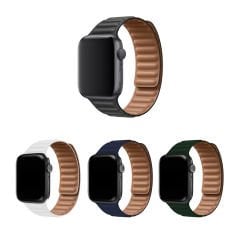 Microcase Apple Watch 9 41 mm Uyumlu Mıknatıslı Deri Kordon Kayış - KY24-1