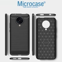 Microcase Huawei Y7 2019 Brushed Carbon Fiber Silikon TPU Kılıf - Siyah