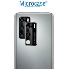 Microcase Huawei P40 Kamera Camı Lens Koruyucu Metal Çerçeveli Kapalı Tasarım - Siyah