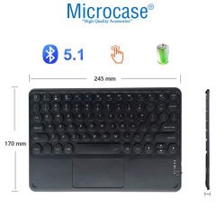Microcase Apple iPad Air 5. Nesil 10.9 Yuvarlak Tuş Bluetooth Touchpad Klavyeli Standlı Kılıf - YKK3