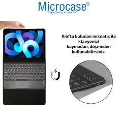 Microcase Apple iPad Air 5. Nesil 10.9 Yuvarlak Tuş Bluetooth Touchpad Klavyeli Standlı Kılıf - YKK3