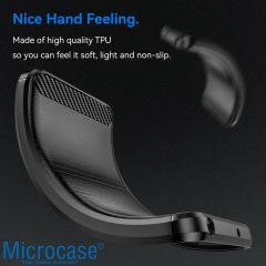 Microcase Honor 300 Pro ile Uyumlu Brushed Carbon Fiber Silikon Kılıf - Siyah AL3332