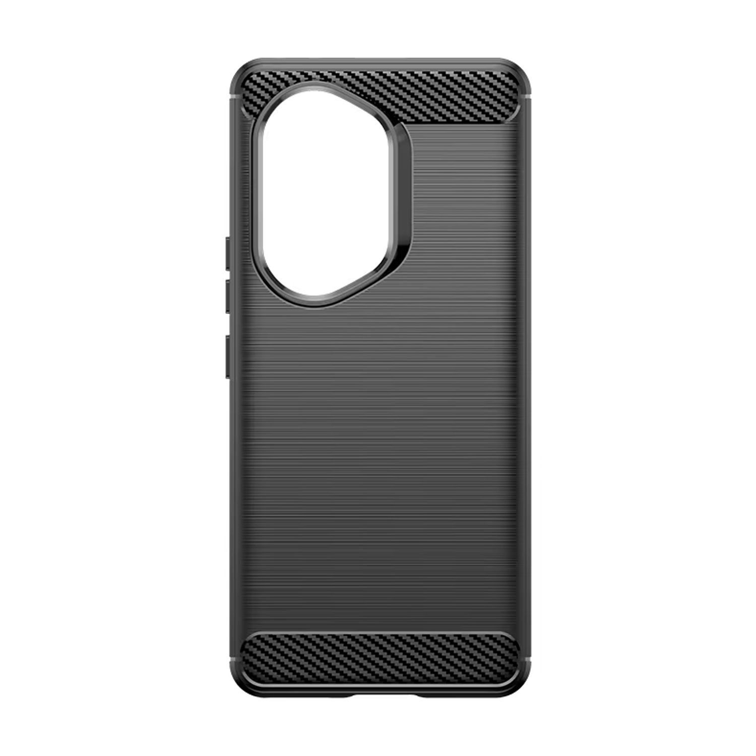 Microcase Honor 300 Pro ile Uyumlu Brushed Carbon Fiber Silikon Kılıf - Siyah AL3332