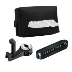 Microcase Oto Araç İçi Çek-Al Mendil Kılıfı Askılığı + 2in1 Eşya Taşıma Askısı + Ön Arka Panel Numaratör Numaralık AL4528