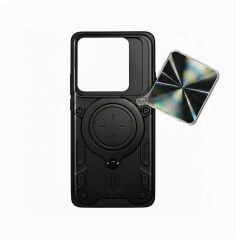 Microcase Xiaomi Mi 14T Pro QUBEC Serisi Kamera Kapaklı Yüzük Standlı Kılıf-AL5117