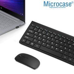 Microcase 2.4 GHz Wireless Kablosuz Slim Klavye ve Mouse Seti + Türkçe Klavye Etiketi - AL2770 Siyah