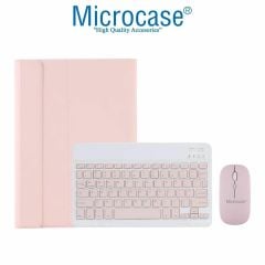 Microcase Samsung Galaxy Tab A9 Plus LTE SM-X218 11'' Tablet ile uyumlu Bluetooth Klavye ve Mouse + Standlı Kılıf - BKK6 Pembe
