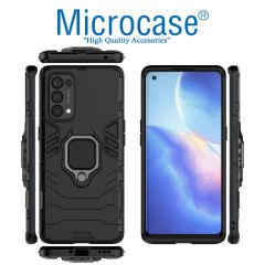 Microcase Oppo Reno 5 Pro (5G) Batman Serisi Yüzük Standlı Armor Kılıf - Siyah