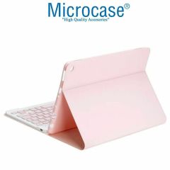 Microcase Samsung Galaxy Tab A9 Plus LTE SM-X218 11'' Tablet ile uyumlu Bluetooth Klavyeli Standlı Kılıf - BKK4 Pembe