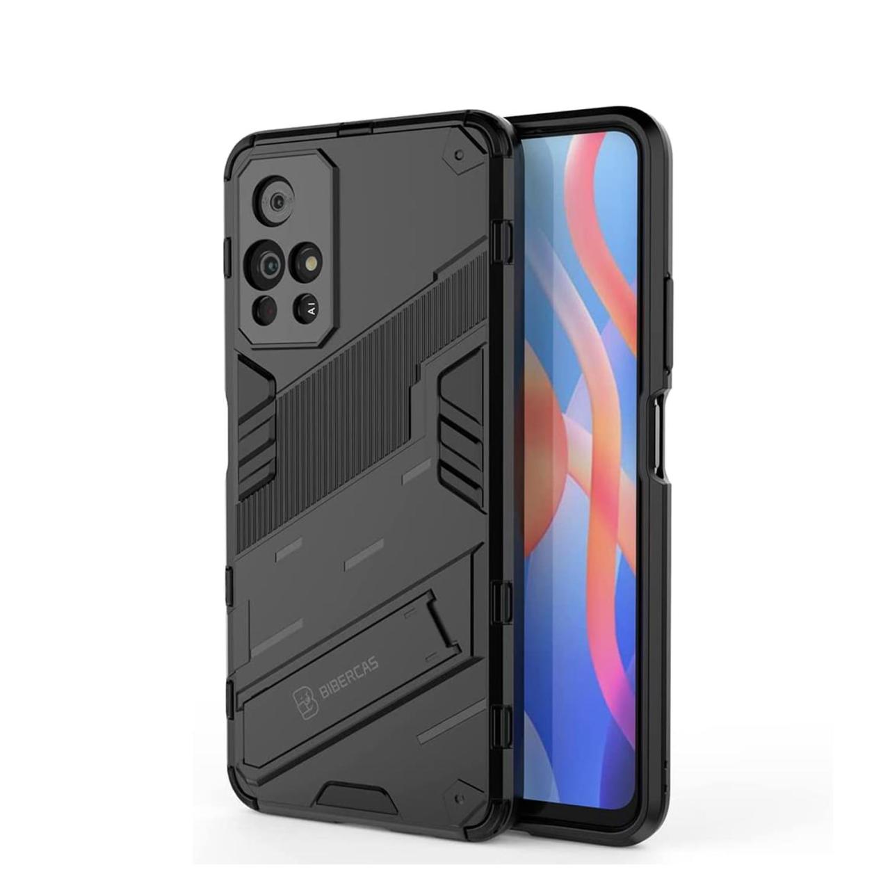 Microcase Xiaomi Redmi Note 11 Matrix Serisi Armor Standlı Kılıf - Siyah