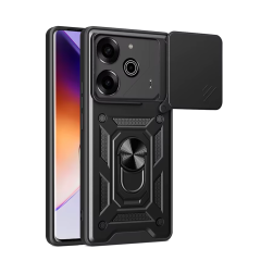 Microcase Tecno Pova 6 Pro 5G QUBEC Serisi Kamera Kapaklı Yüzük Standlı Kılıf-AL5117