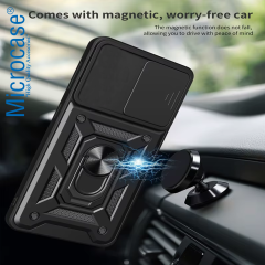 Microcase Tecno Pova 6 Pro 5G QUBEC Serisi Kamera Kapaklı Yüzük Standlı Kılıf-AL5117