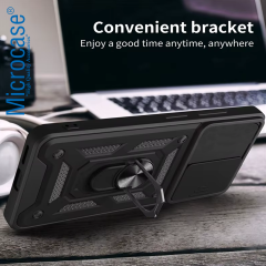 Microcase Tecno Pova 6 Pro 5G QUBEC Serisi Kamera Kapaklı Yüzük Standlı Kılıf-AL5117