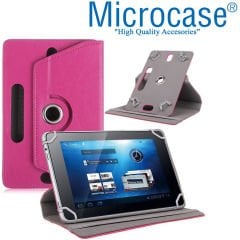 Microcase Alcatel 1T 7 inch Tablet Universal Döner Standlı Tablet Kılıfı Kırmızı