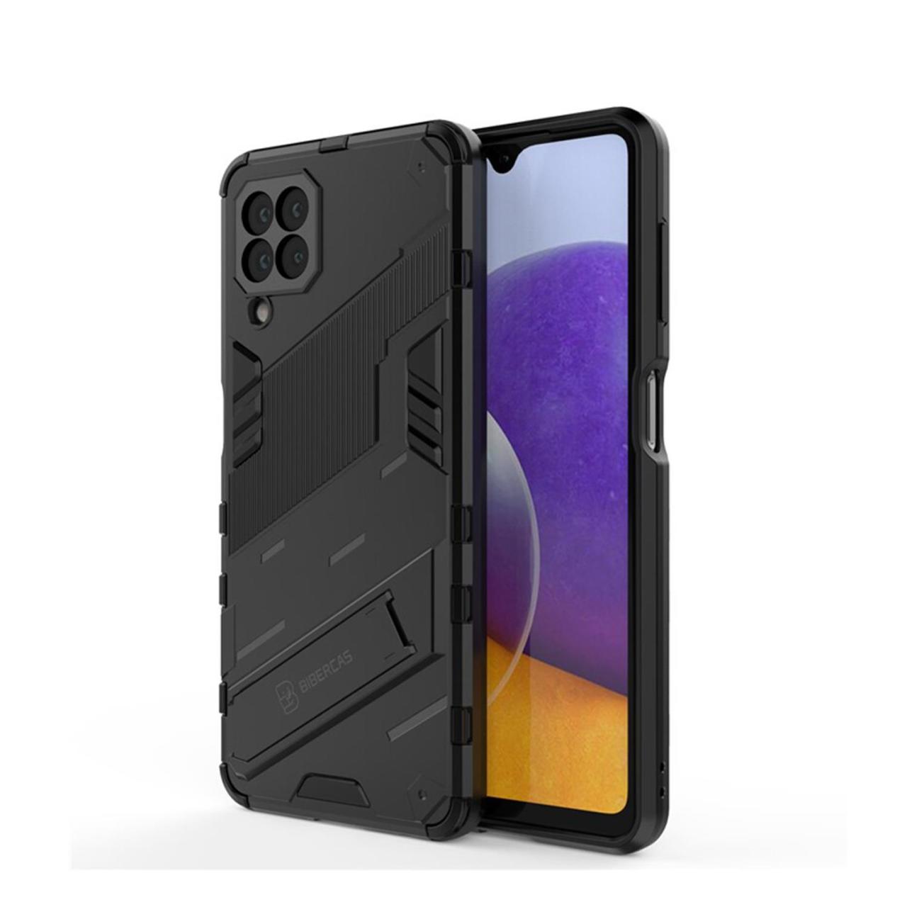 Microcase Samsung Galaxy A22 4G Matrix Serisi Armor Standlı Kılıf - Siyah