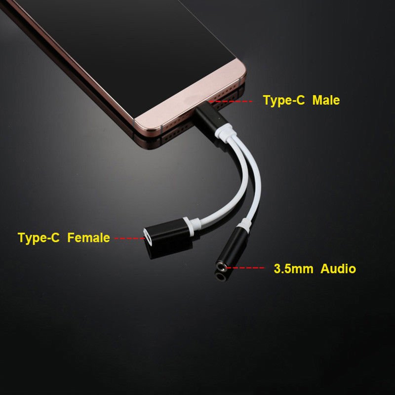 TYPE-C USB C 2in1 Şarj + Kulaklık Dönüştürücü 3.5 mm jack Adaptör
