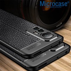 Microcase Xiaomi Mi 12 Pro Leather Tpu Silikon Kılıf - Siyah