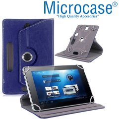 Microcase Alcatel 3T 8 inch Tablet Universal Döner Standlı Tablet Kılıfı + Tempered Glass Cam Koruma Kırmızı